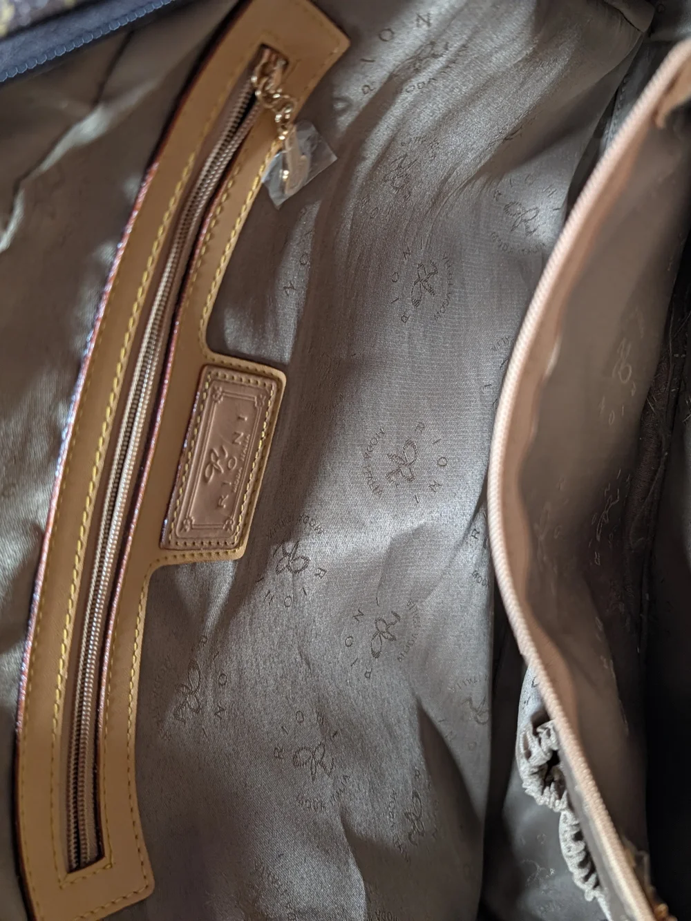 Rioni Signature Brown Monogram Luggage Tote Briefcase Satchel Bag